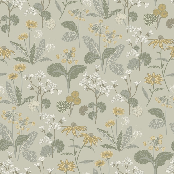 Manhattan Comfort Madison Magdalena Light Green Dandelion 33 ft L X 209 in W Wallpaper BR4080-92134 - main